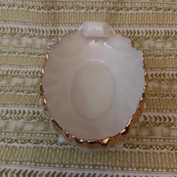 Lenox Blue Stamp Leaf Trinket Bowl with Gold Trim - Picture 2 of 5